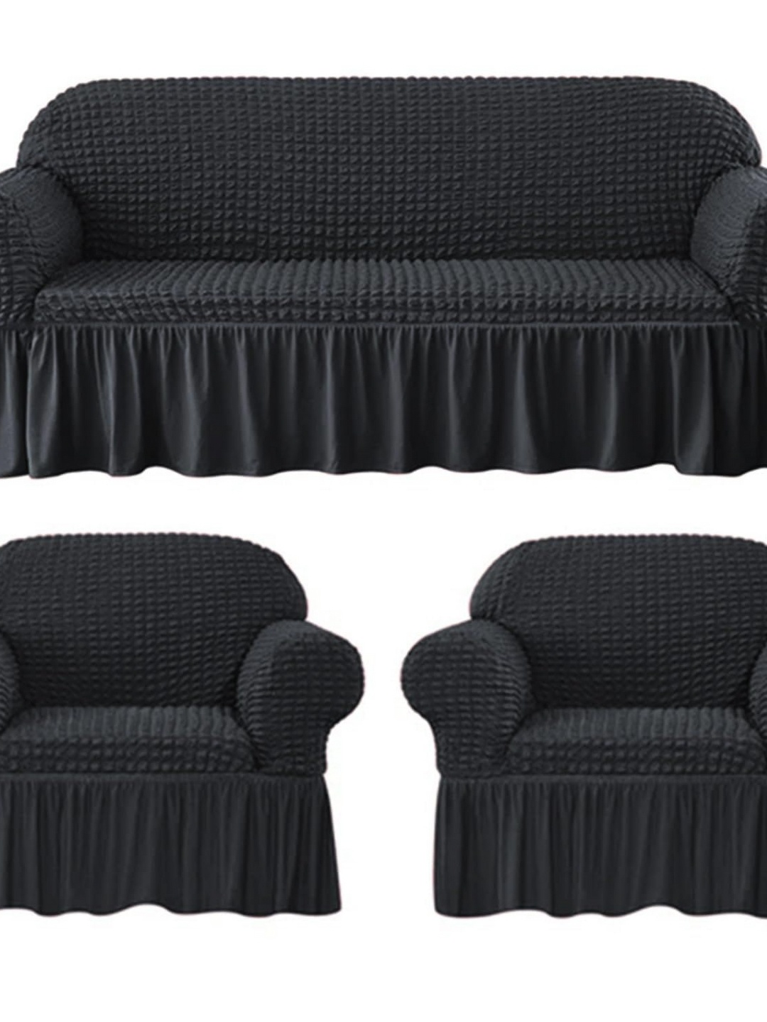 

Lukzer Grey Polyester 1 Piece Sofa Cover With Arms
