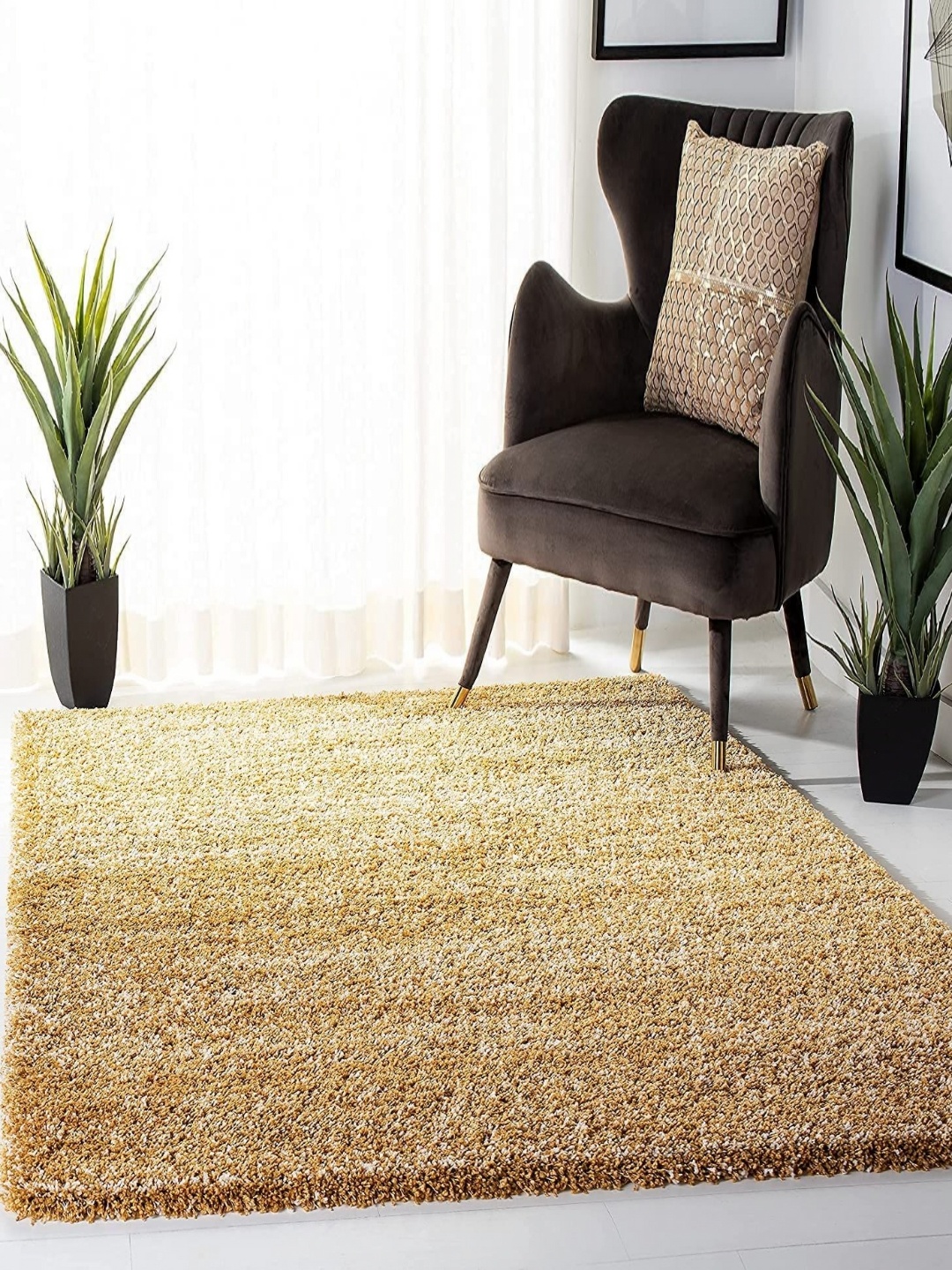 

Banchmark Home Furnishings Gold-Toned Solid No Shredding Polyester Carpet