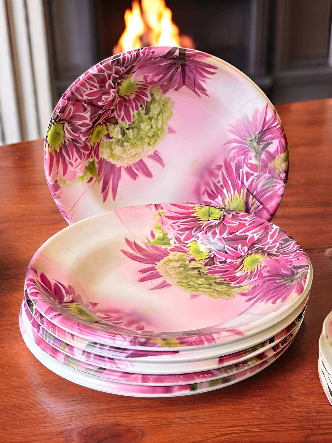 

Gallery99 Magenta & White 6 Pieces Floral Printed Melamine Quarter Plates