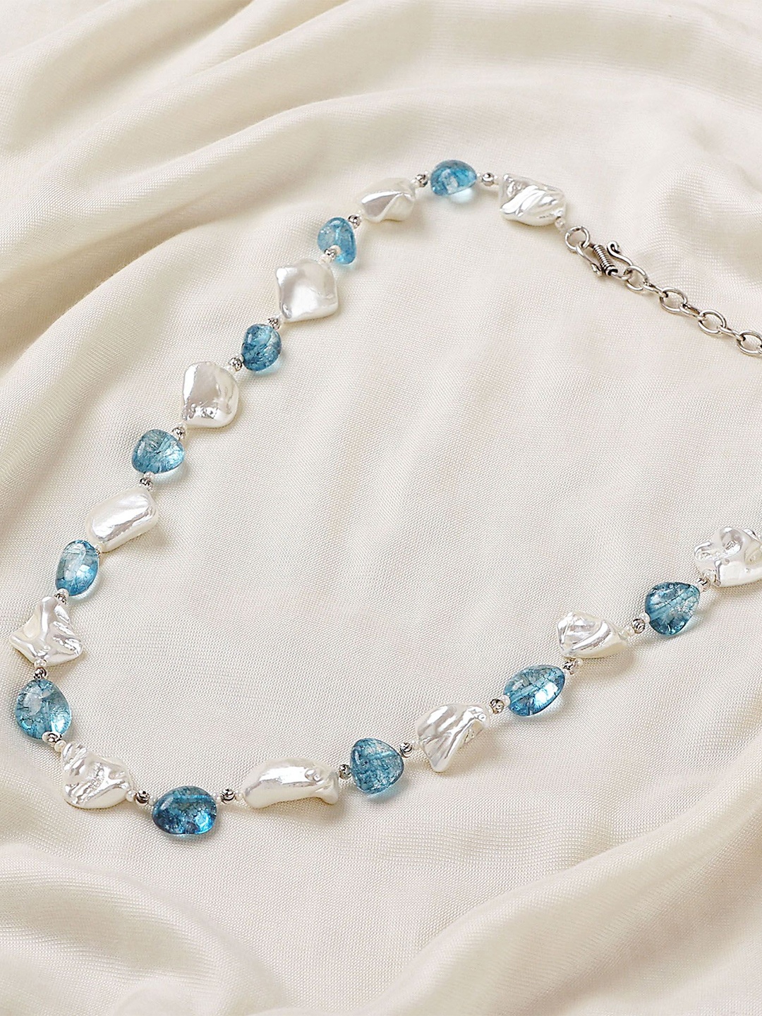 

BeAbhika Silver-Plated Pearls Necklace, Blue