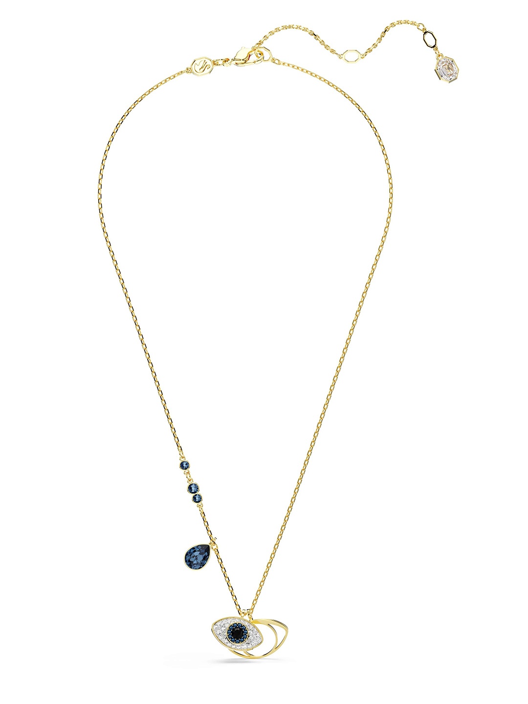 

SWAROVSKI Crystal Studded Evil Eye Pendant With Chain, Gold