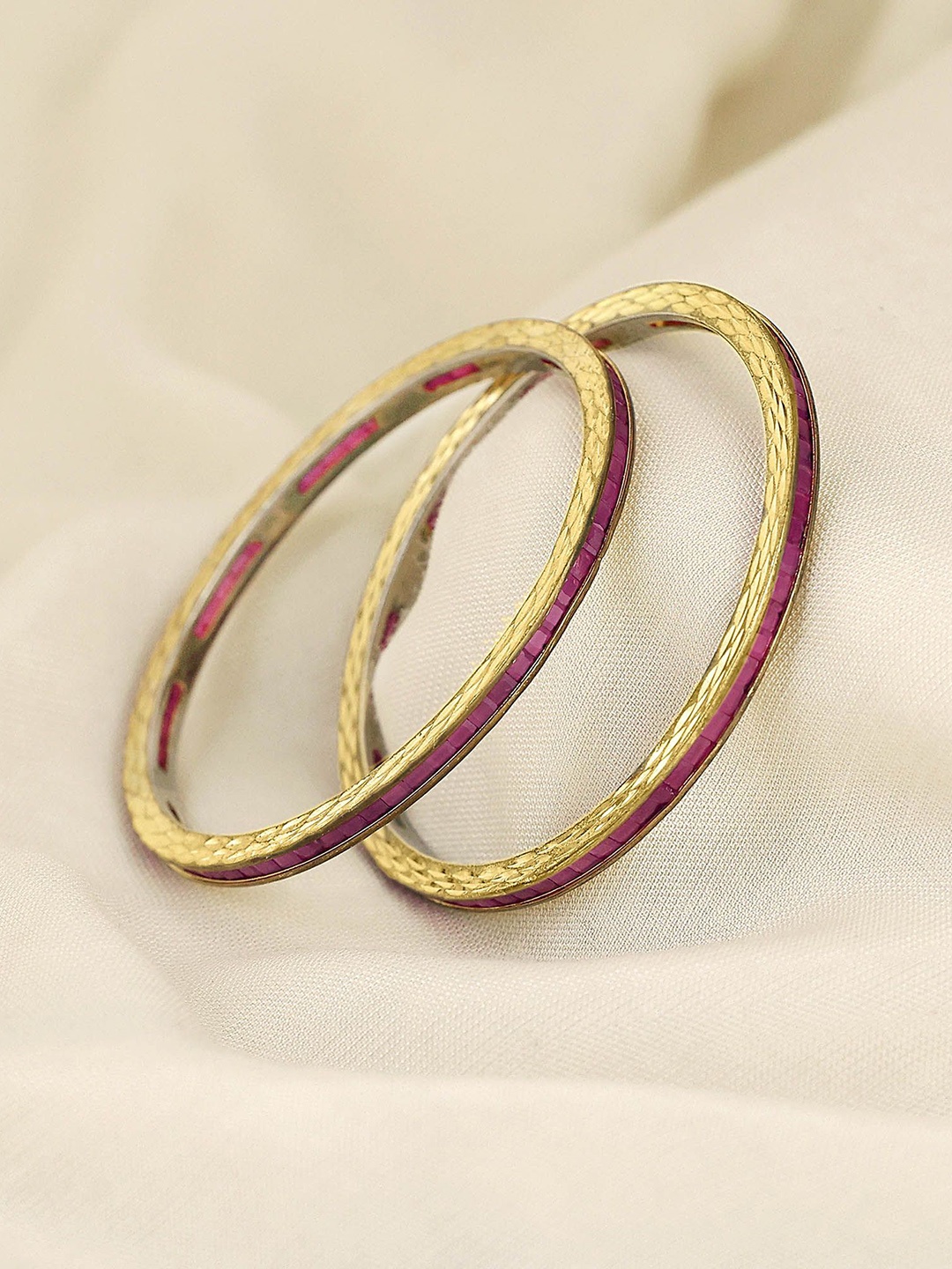 

BeAbhika Set Of 2 Gold-Plated Stone Studded Bangles