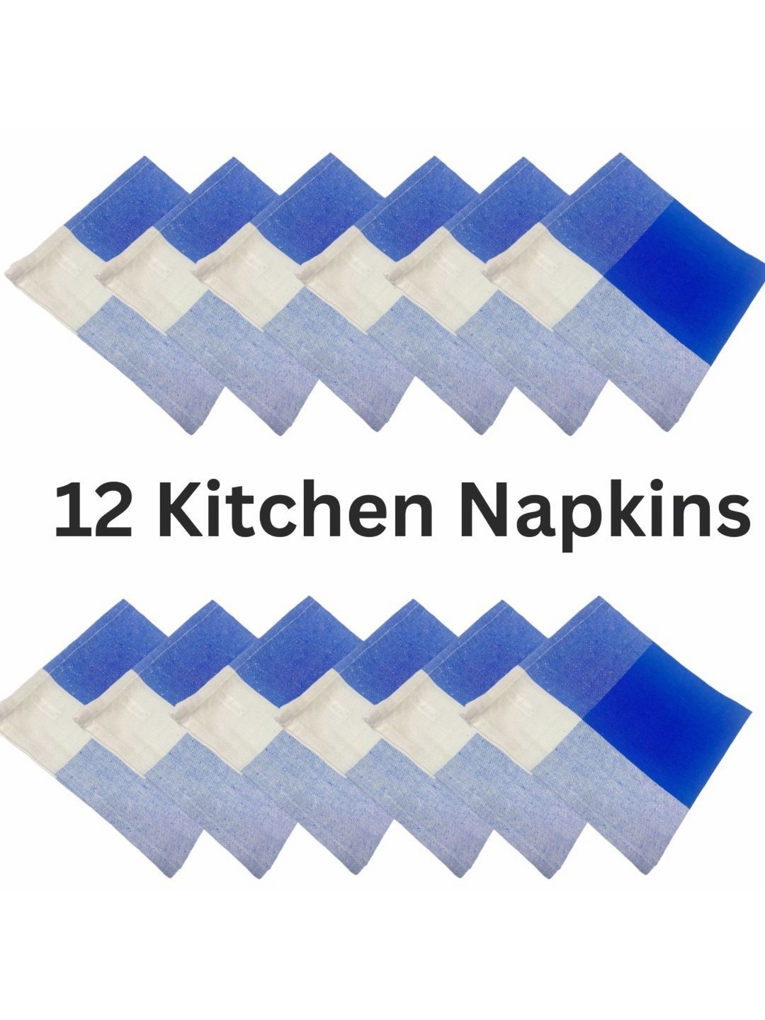 

Lushomes Blue & White 12 Pieces Checked Pure Cotton Kitchen Napkins