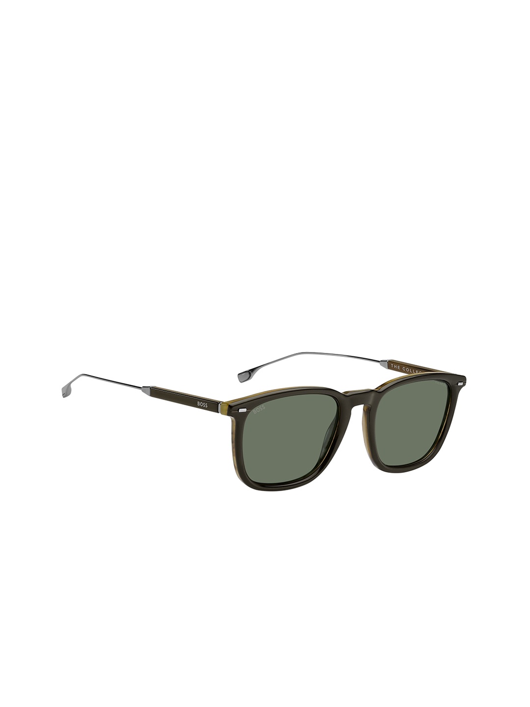 

HUGO Men Square Sunglasses with UV Protected Lens 204682WGW52YP, Green