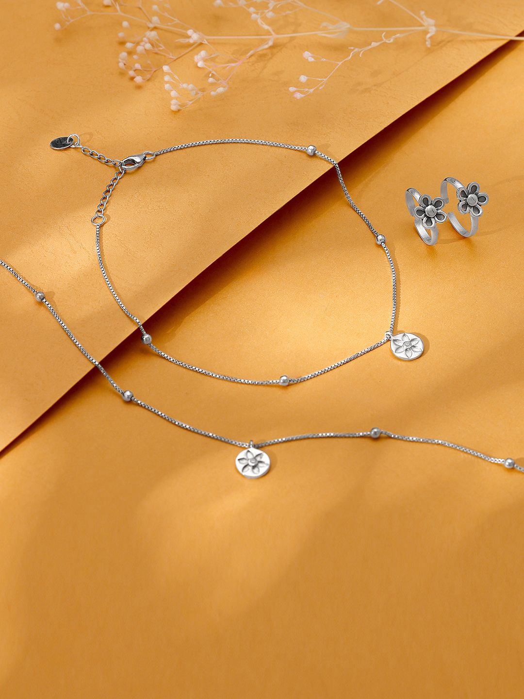 

GIVA 925 Sterling Silver Oxidised Anklets With Toe Rings