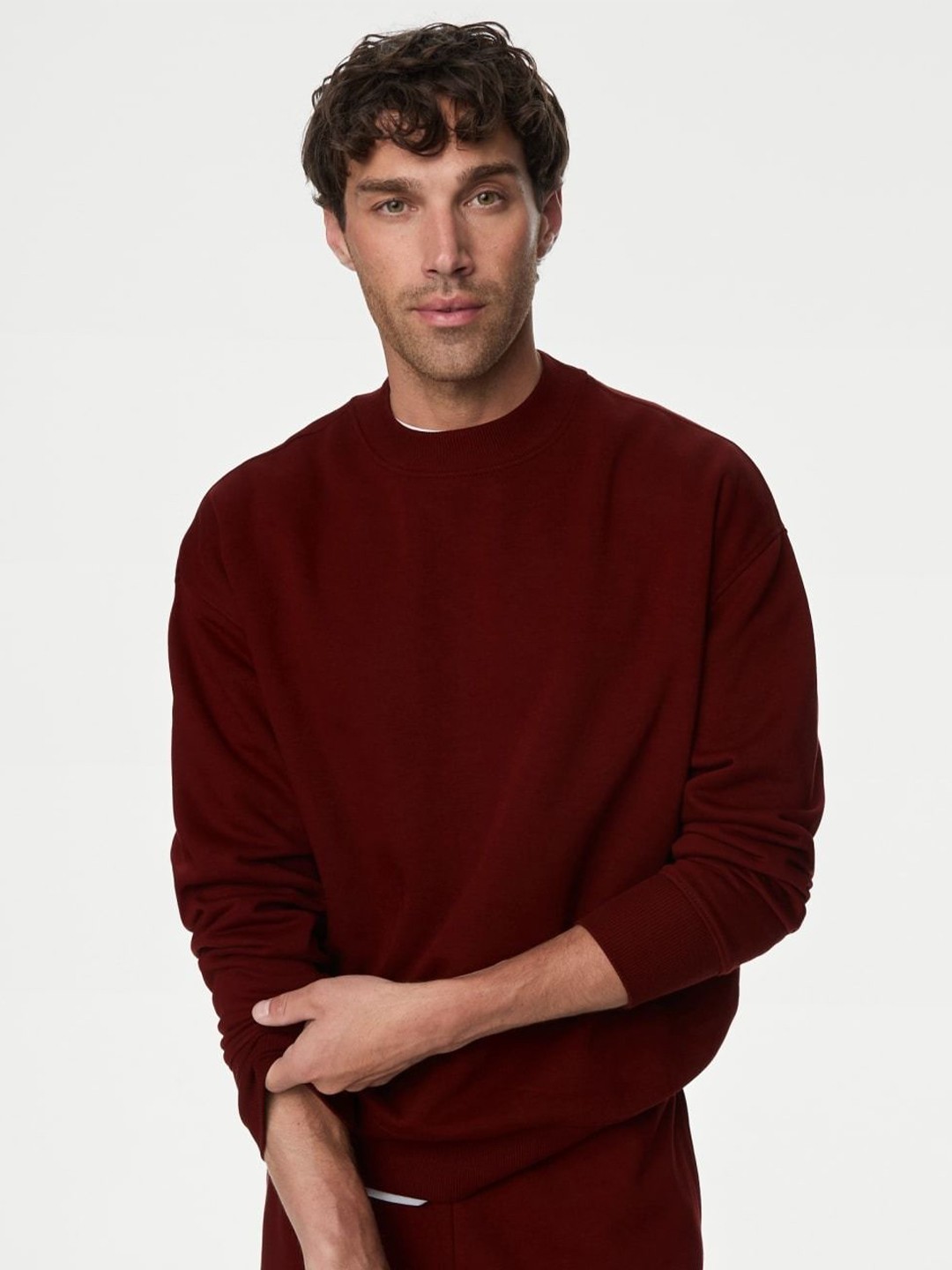 

Marks & Spencer Men Cotton Casual Sweatshirt, Red