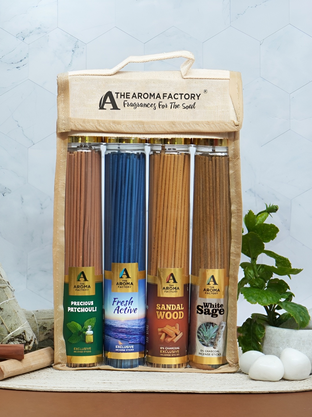 

The Aroma Factory Brown & Blue 4 Pieces Pooja Incense Sticks