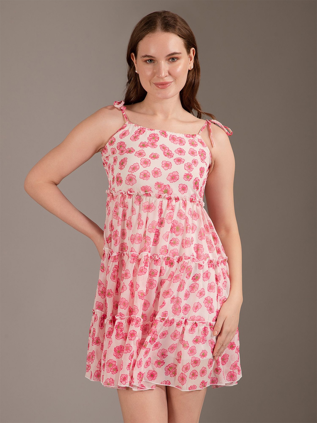 

Louis Bayrad Women Floral Printed Fit & Flare Dress, Pink