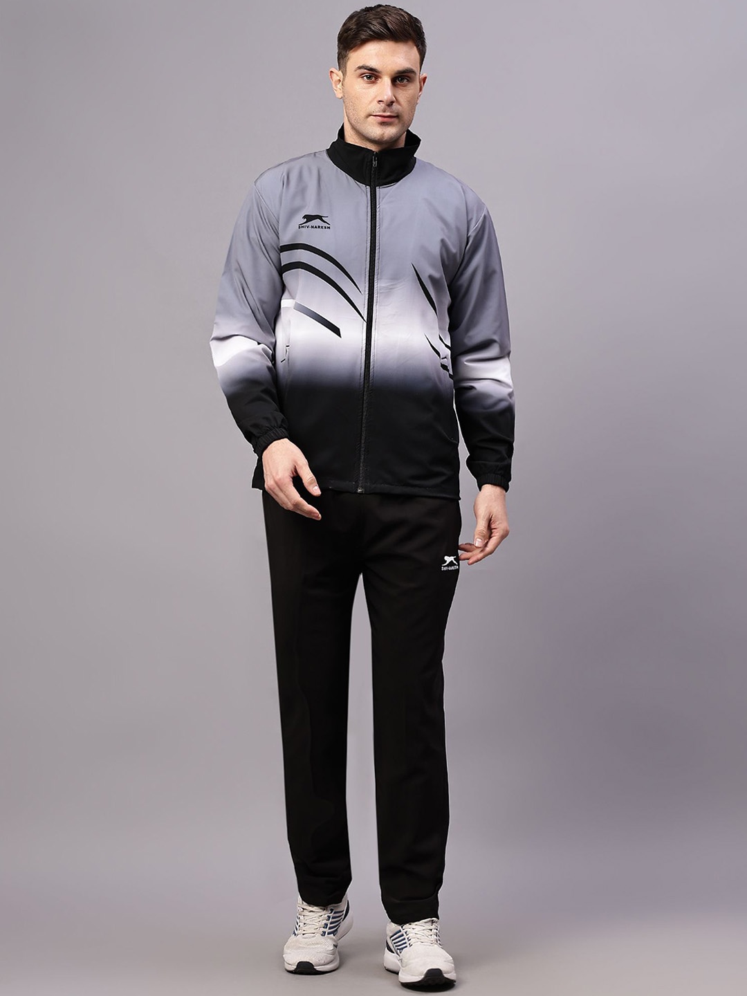 

Shiv Naresh Men Graphic Printed High Neck Tracksuits, Black