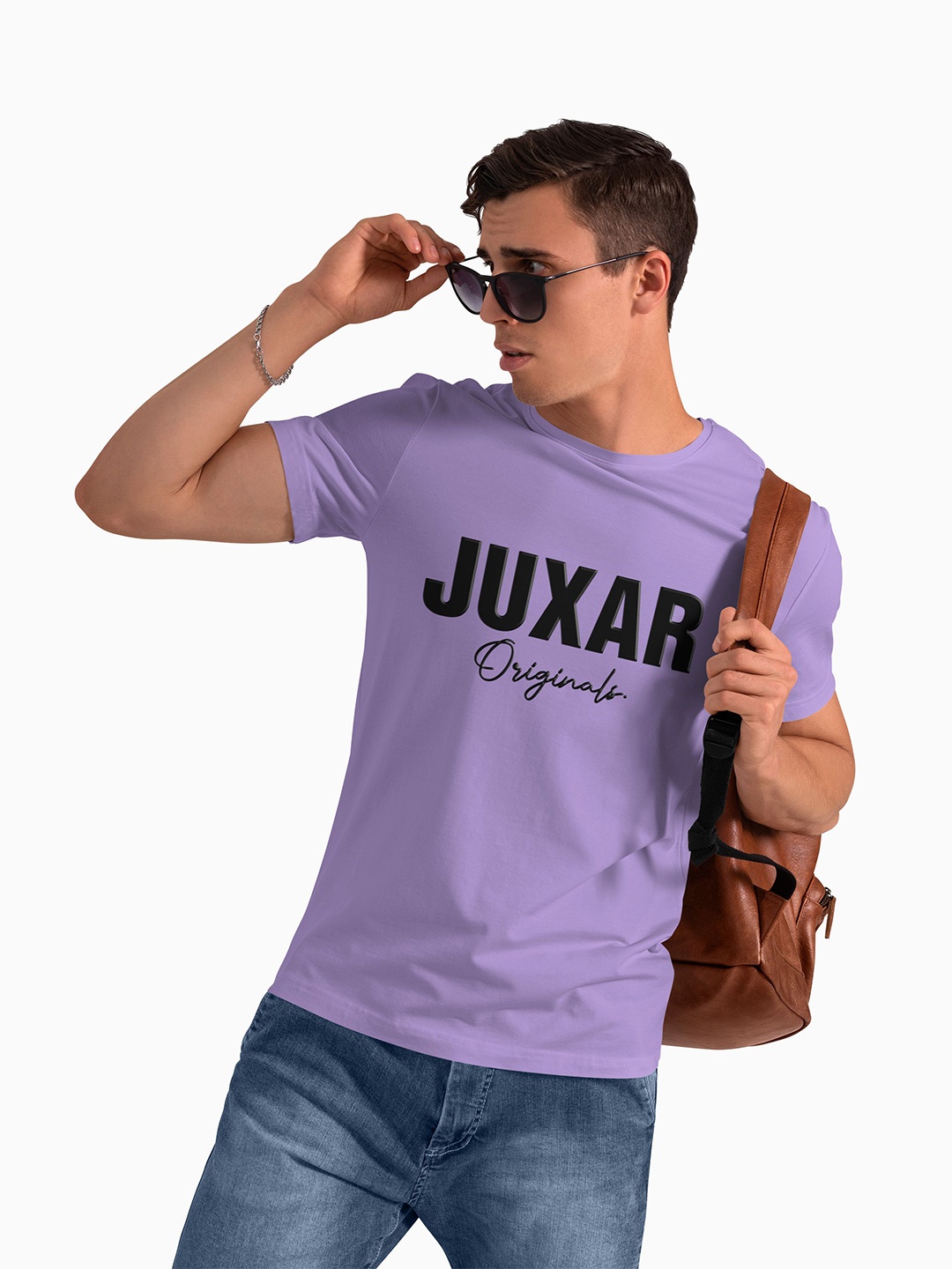 

Juxar Men Typography Printed Round Neck Cotton T-shirt, Lavender