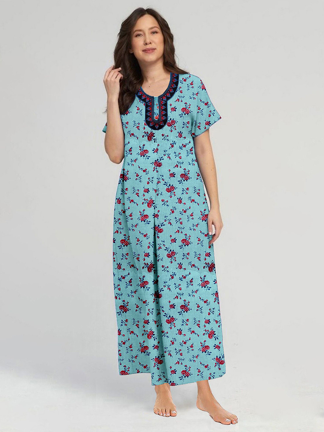 

CAMISON Floral Printed Maxi Nightdress, Blue