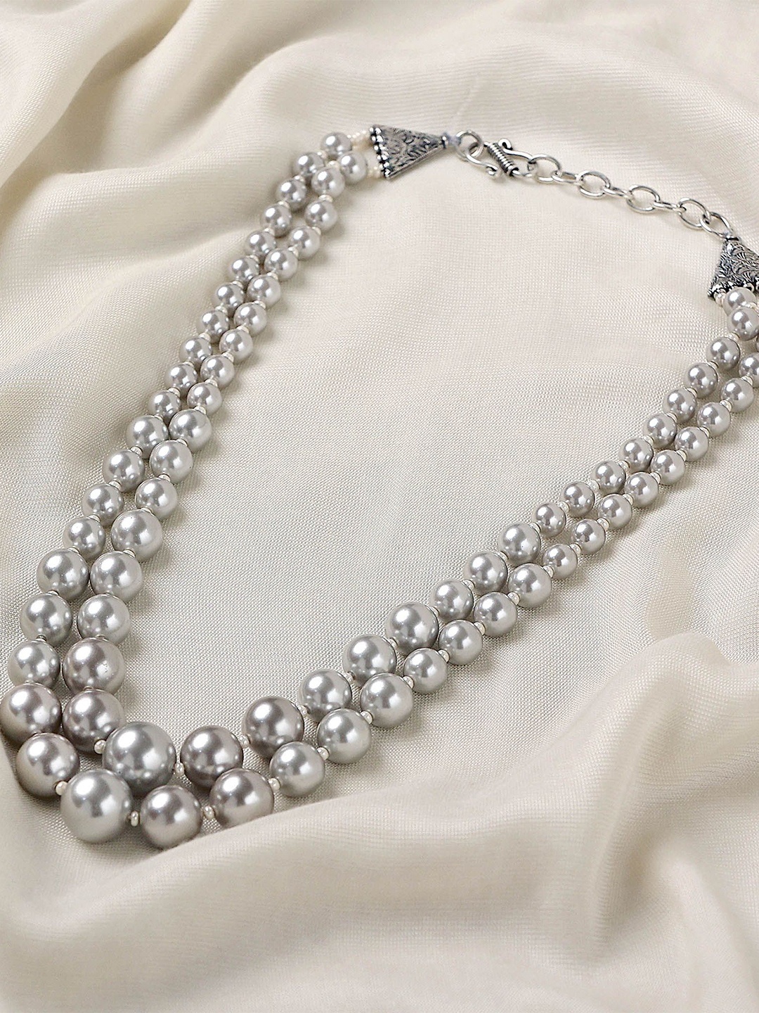 

BeAbhika Silver-Plated Pearls Layered Necklace, Grey
