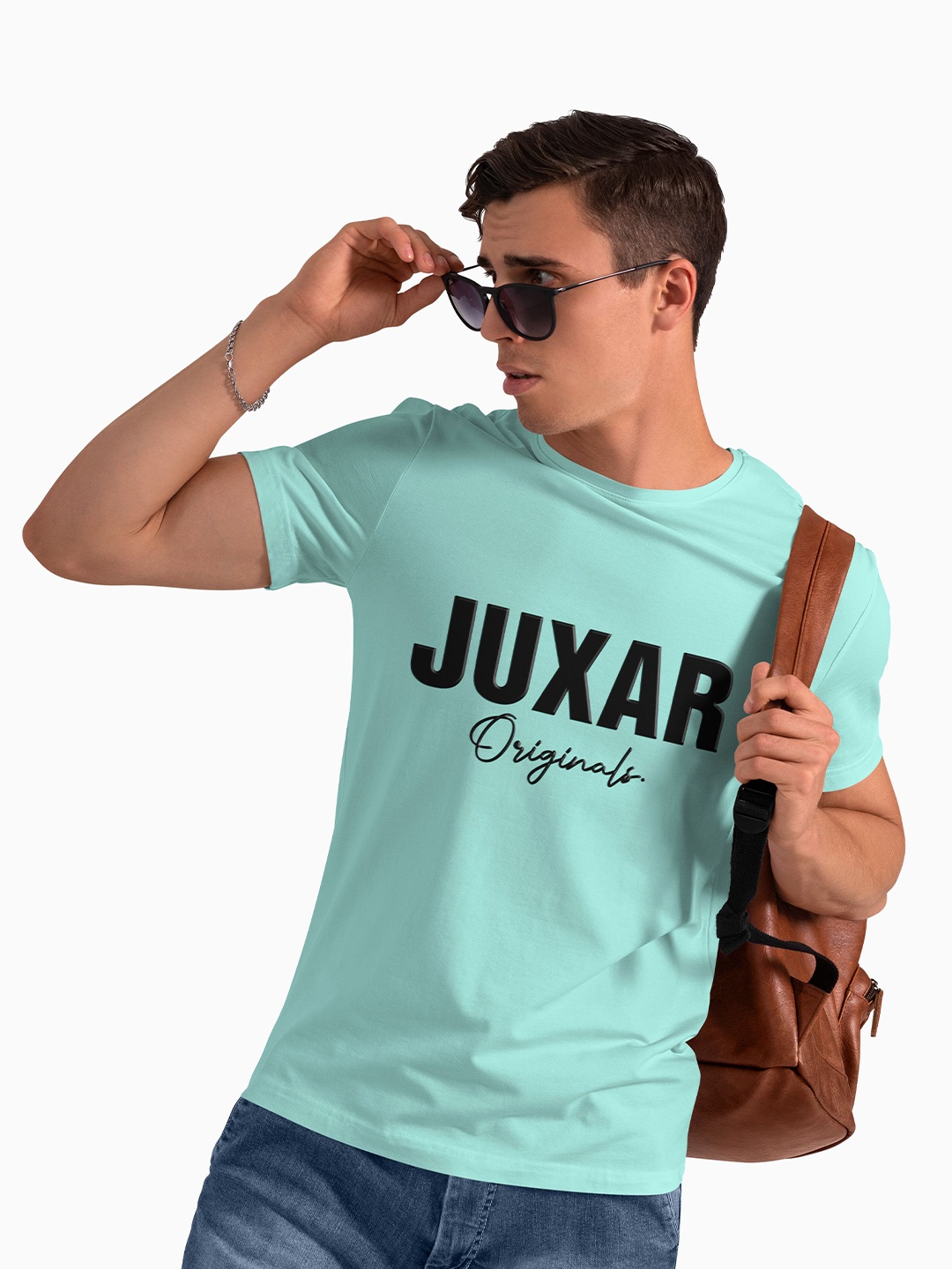 

Juxar Men Typography Printed Round Neck Cotton T-shirt, Turquoise blue