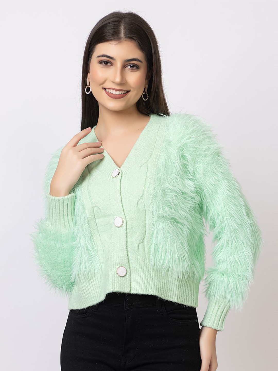 

GFO Women Casual Woollen Winter sweaters, Green