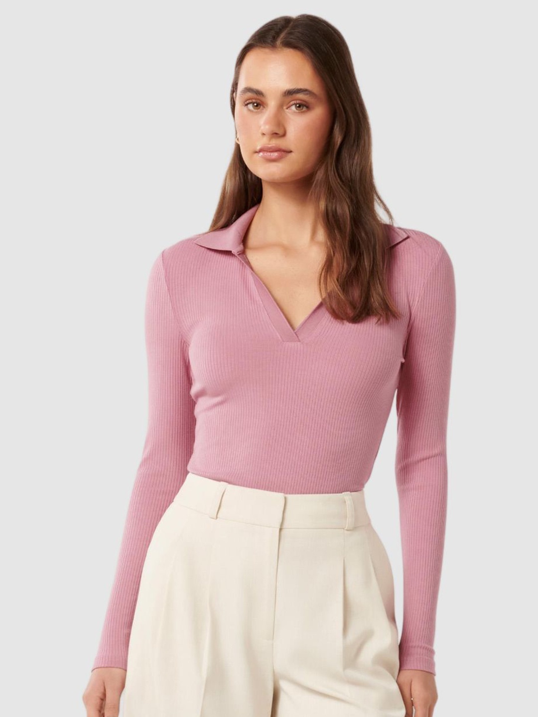 

Forever New Women Solid Long Sleeves Top, Pink