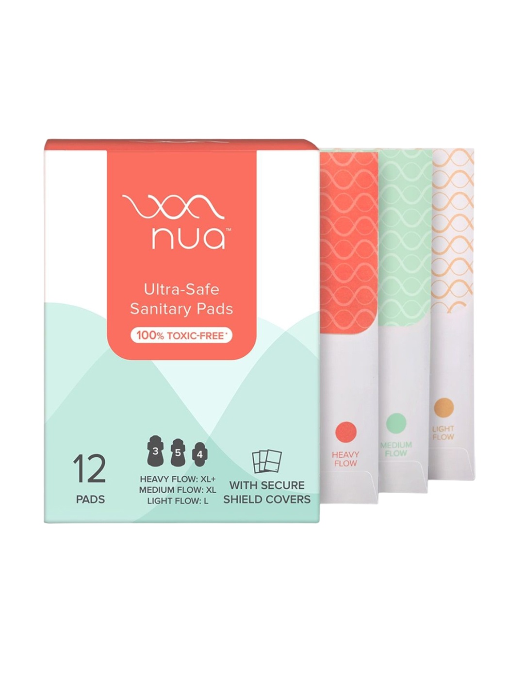 

Nua 12 Pcs Assorted Ultra Safe Leakproof Sanitary Napkins, White