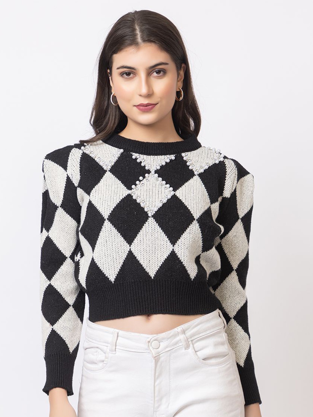 

GFO Women Woollen Pullover, Black