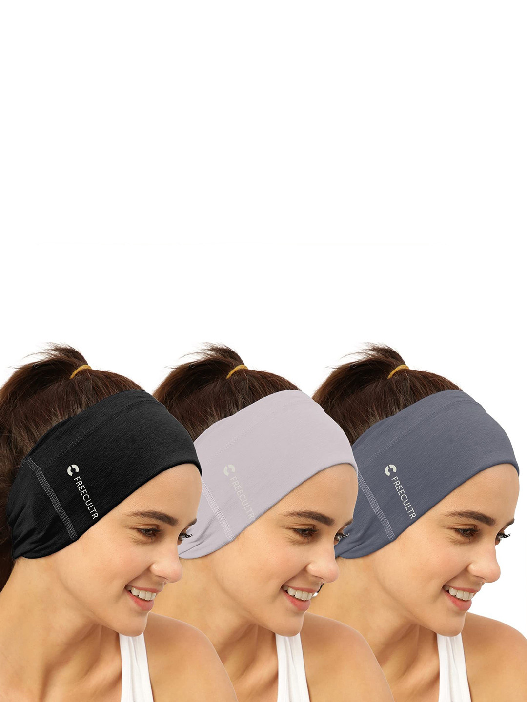 

FREECULTR Unisex Pack Of 3 Printed Anti Microbial Multipurpose Bandana Headband, Black