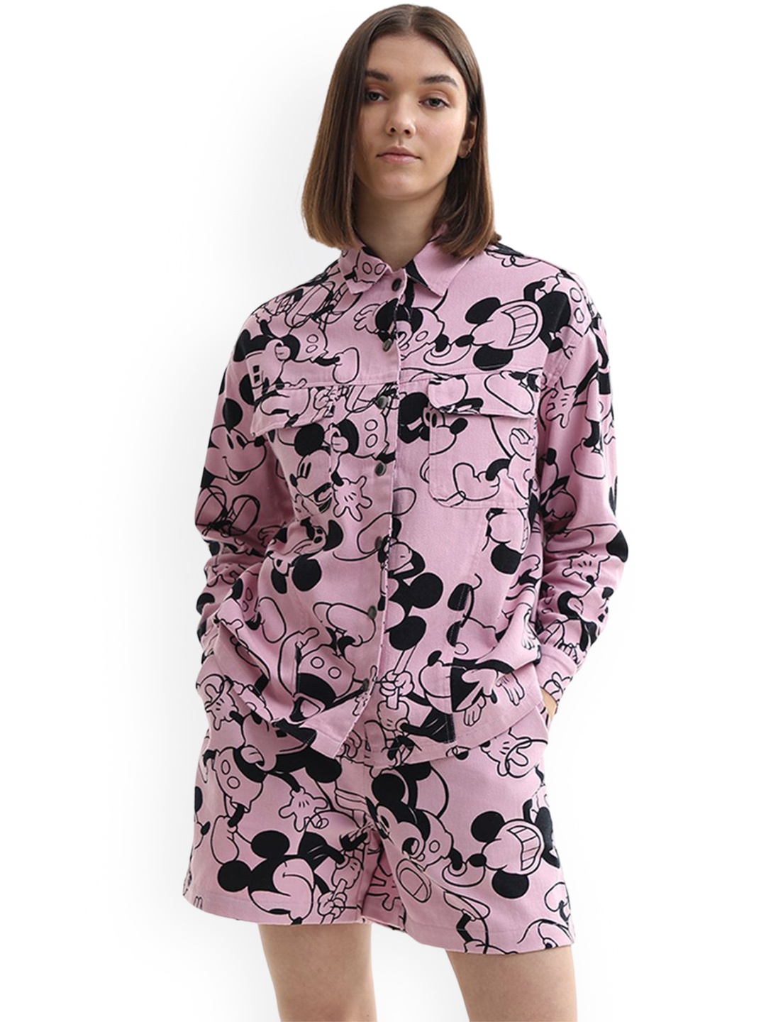 

ONLY Women Geometric Denim Jacket, Pink