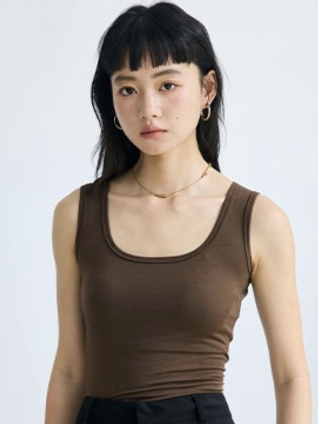 

LULU & SKY Women Slim Fit Scoop Neck Sleeveless Tank Top, Brown