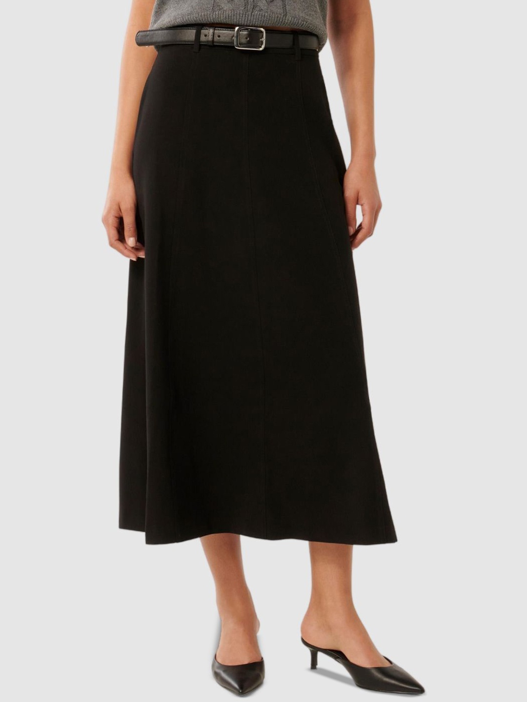 

Forever New Women Solid A-Line Midi Skirts, Black