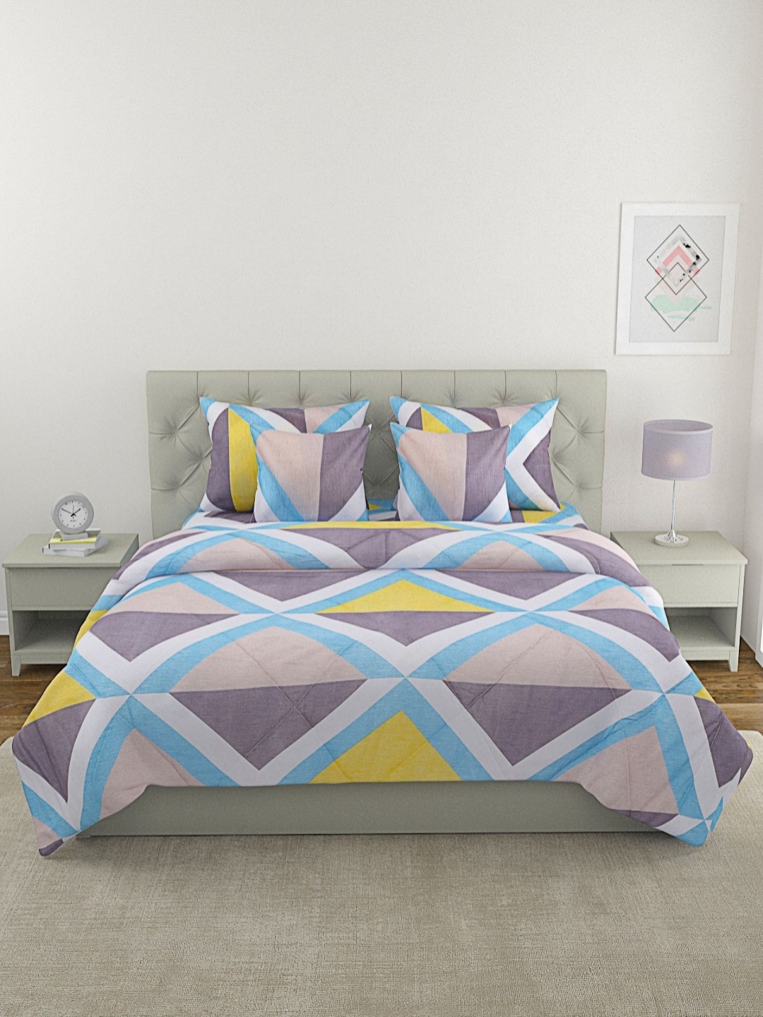 

Myntra Elegant Homes White 6 Pcs Printed Cotton Double Queen Superfine Bedding Set