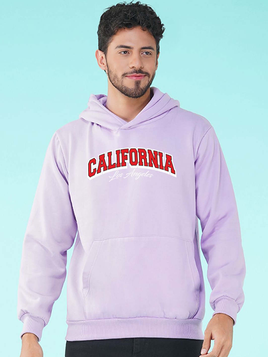 

NUSYL Men Printed Hooded Casual Sweatshirt, Purple