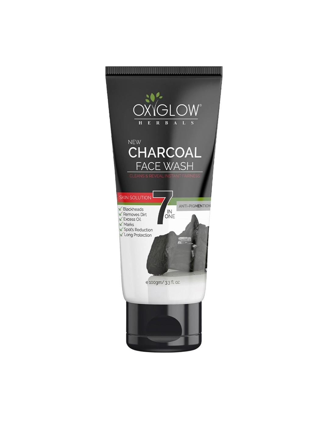 

OxyGlow Herbals 7 in 1 Skin Solution Charcoal Face Wash - 100 g, Grey