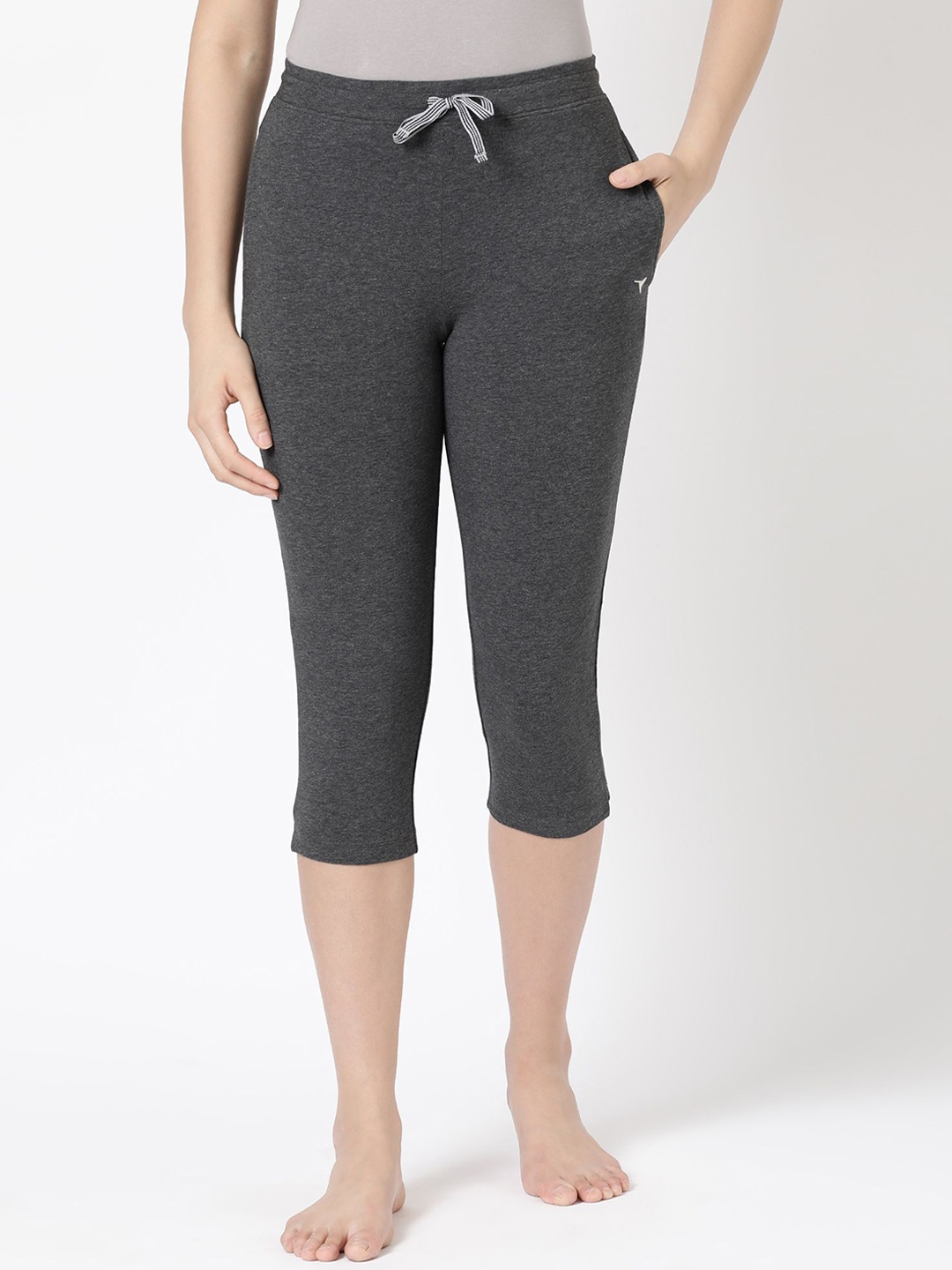 

BLOSSOM Women Stretchable Capri Lounge Pants, Charcoal