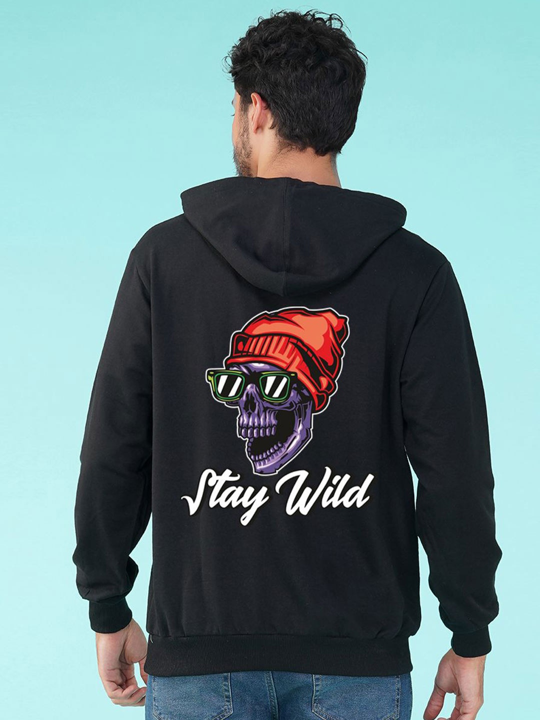 

NUSYL Men Printed Hooded Sweatshirt, Black