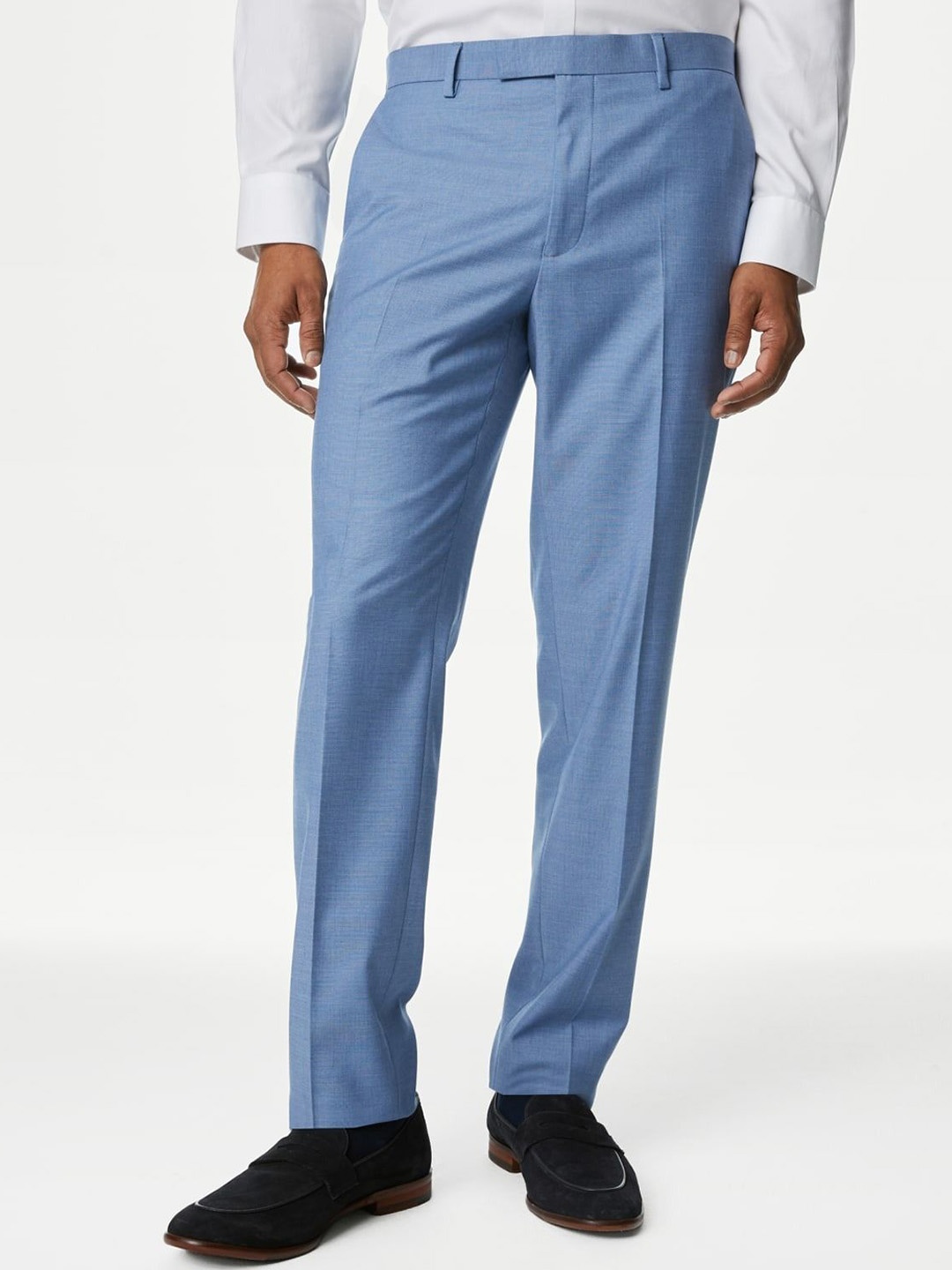 

Marks & Spencer Men Slim Fit High-Rise Chinos, Blue