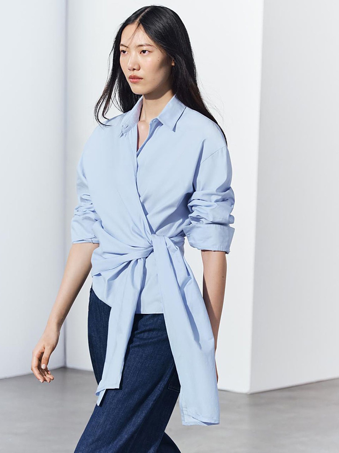 

LULU & SKY Women Puff Sleeve Shirt Style Top, Blue