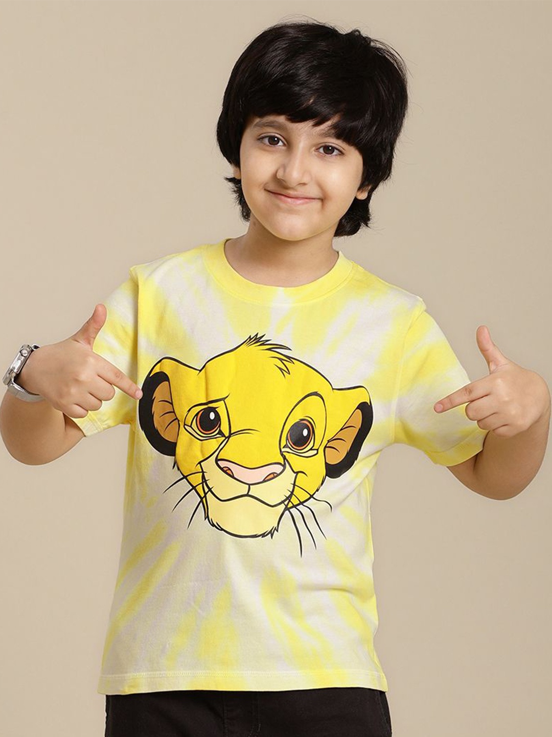 

Kids Ville Boys Graphic Printed Round Neck Cotton Lion King T-shirt, Yellow