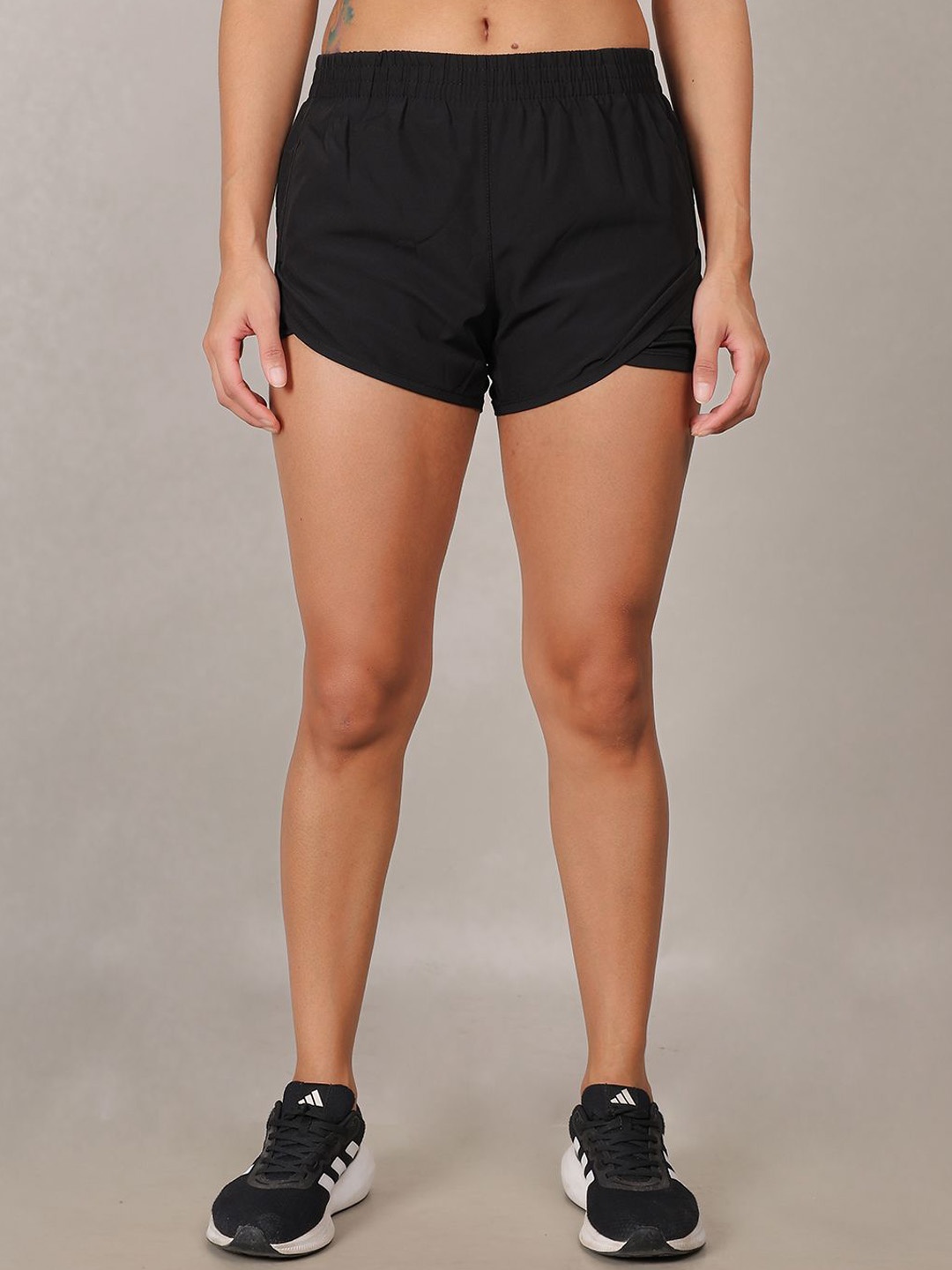 

bare dezire Women Mid-Rise Training or Gym Sports Shorts, Black