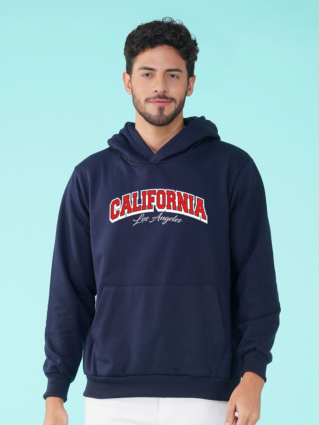 

NUSYL Men Printed Hooded Pullover Sweatshirt, Blue