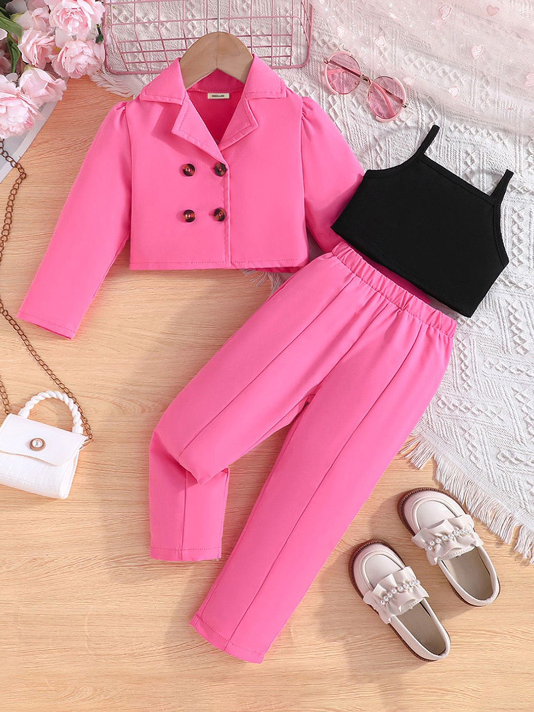

INCLUD Girls Camisole Top with Trousers & Jacket, Pink