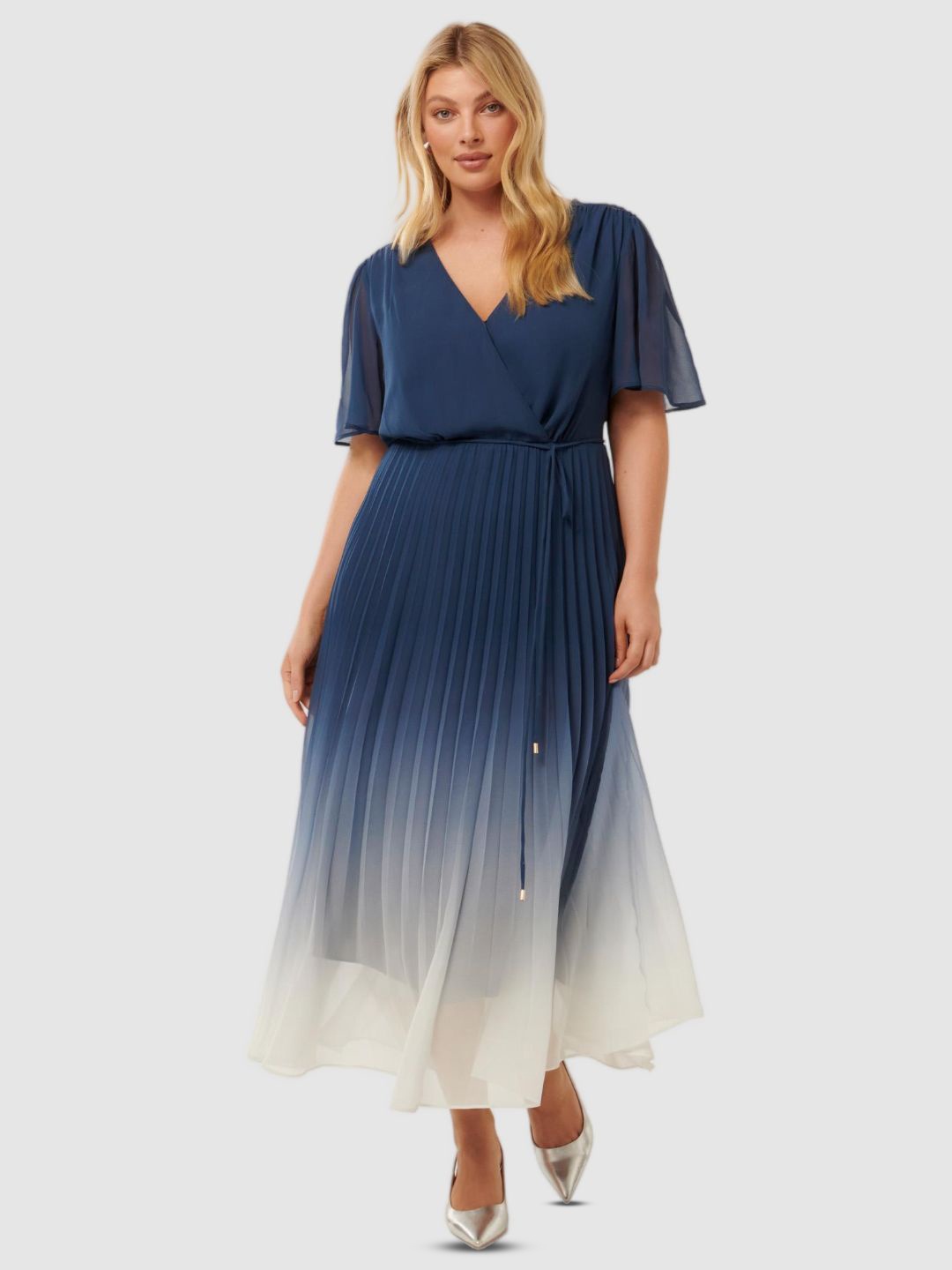 

Forever New Women Flutter Sleeve Fit & Flare Midi Dress, Blue