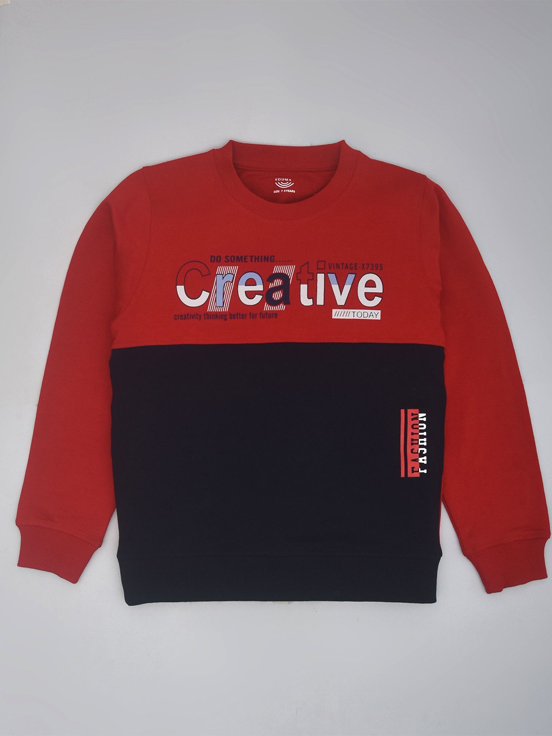 

YOUMAA Boys Printed Full Sleeves Sweatshirt, Red