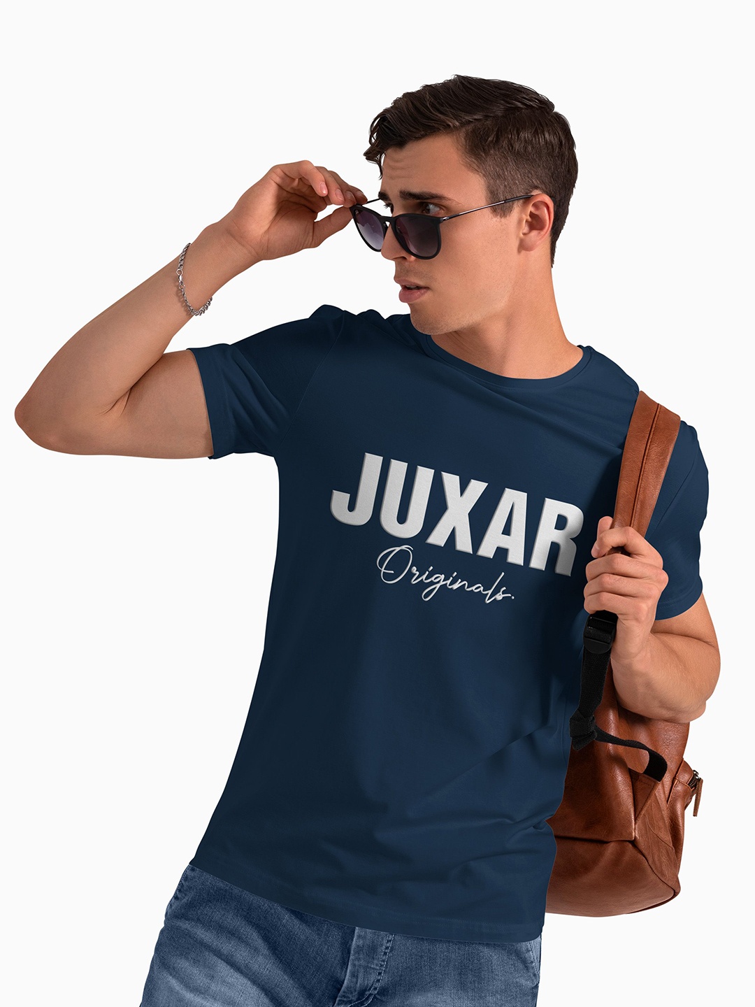 

Juxar Men Typography Printed Round Neck Cotton T-shirt, Blue