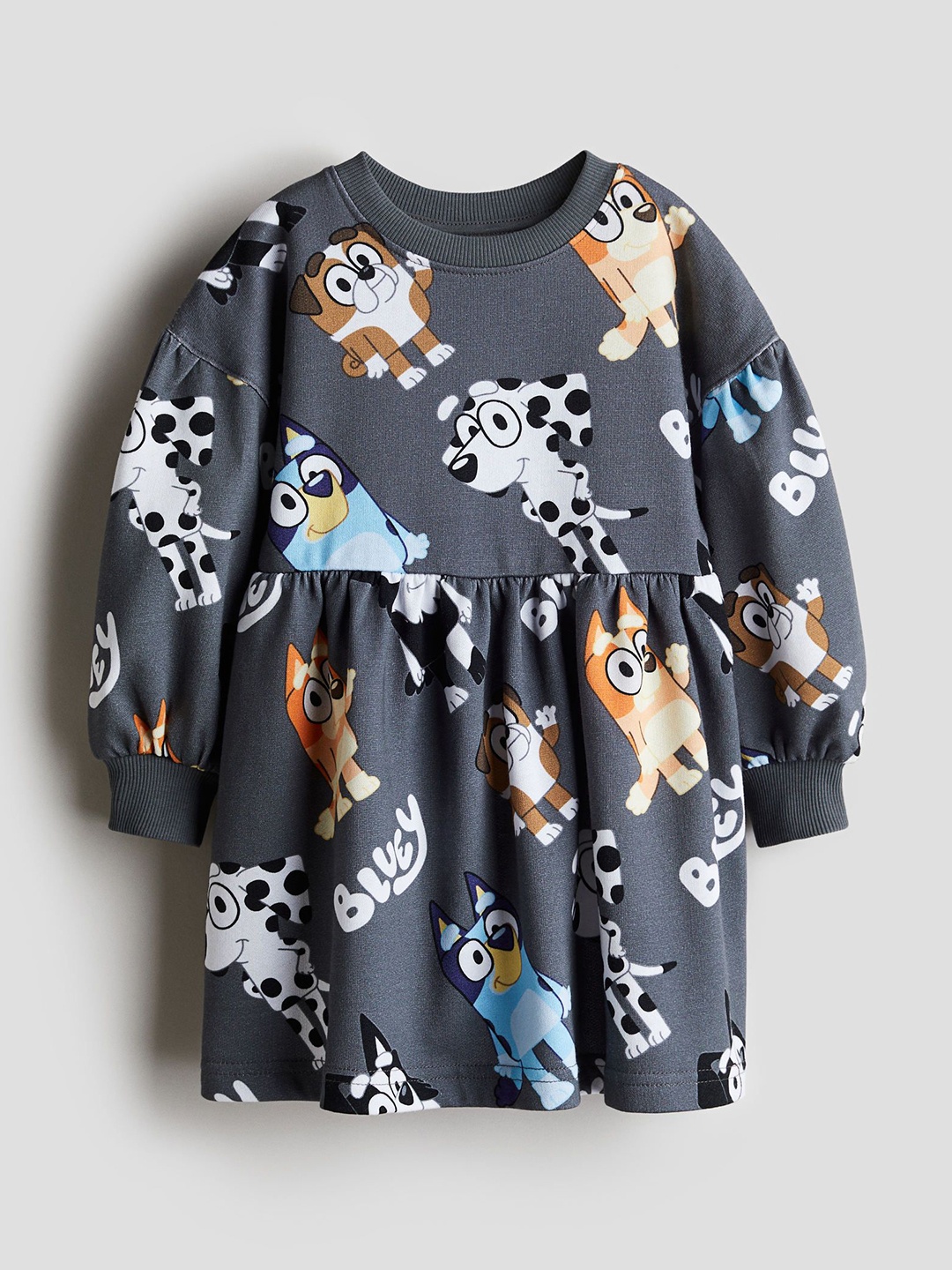 

H&M Girls Printed Sweatshirt Dresses, Grey