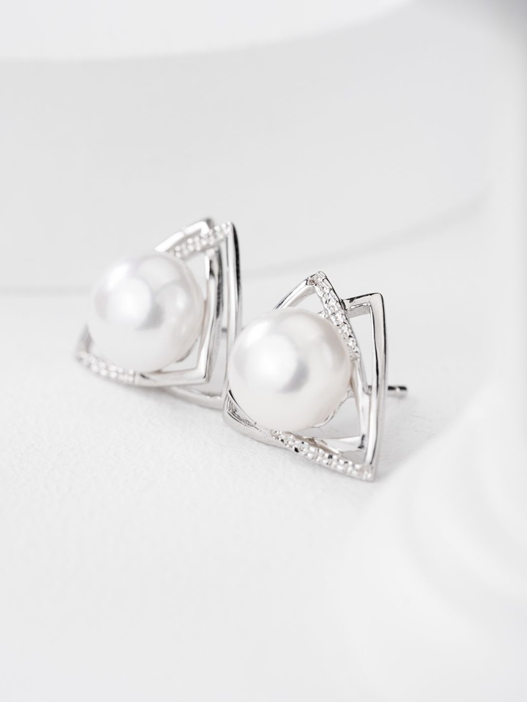 

MISS JO Contemporary Studs Earrings, Silver