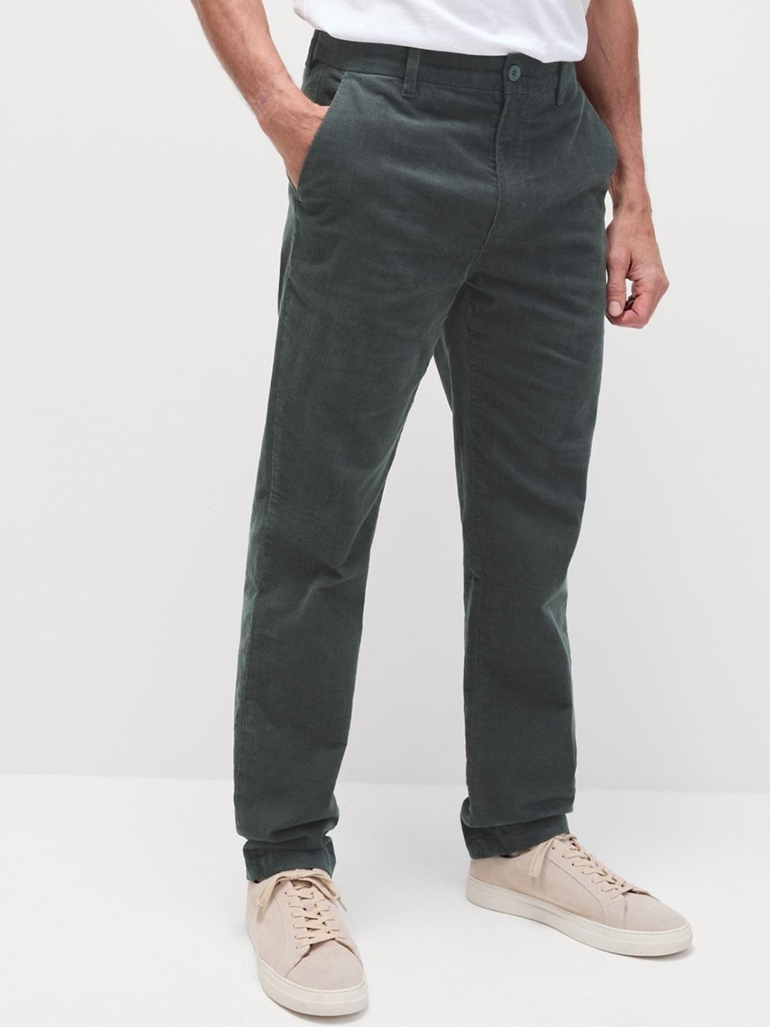 

Marks & Spencer Men High-Rise Chinos Trousers, Grey