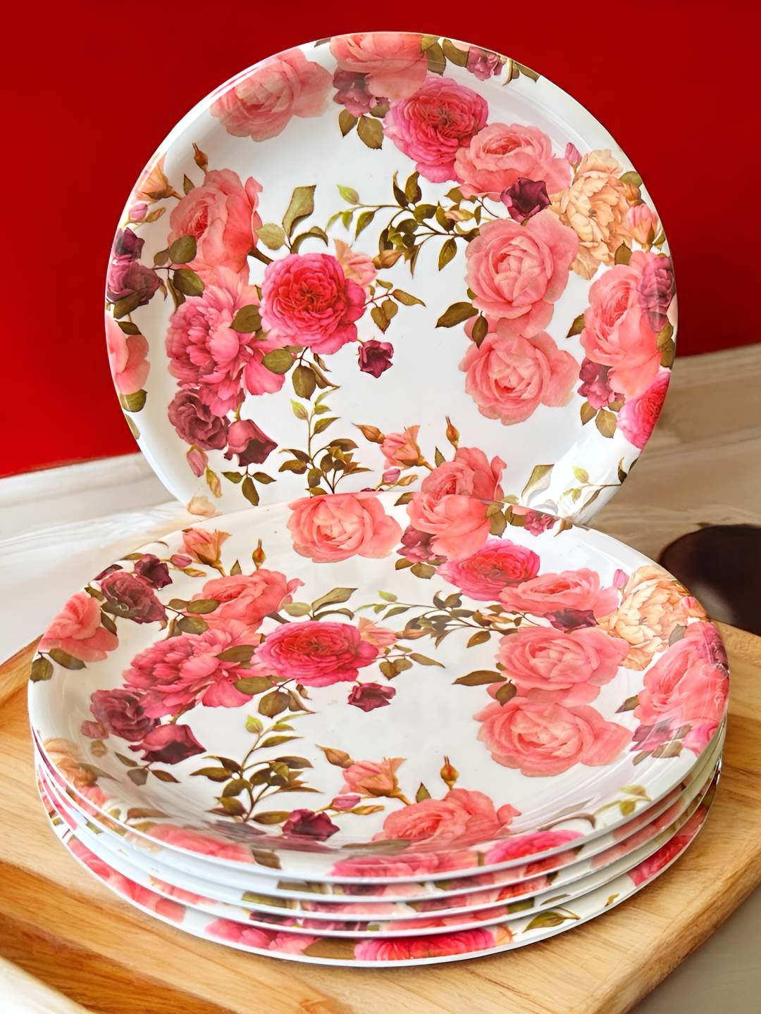

Gallery99 Pink & White 6 Pieces Floral Printed Melamine Quarter Plates