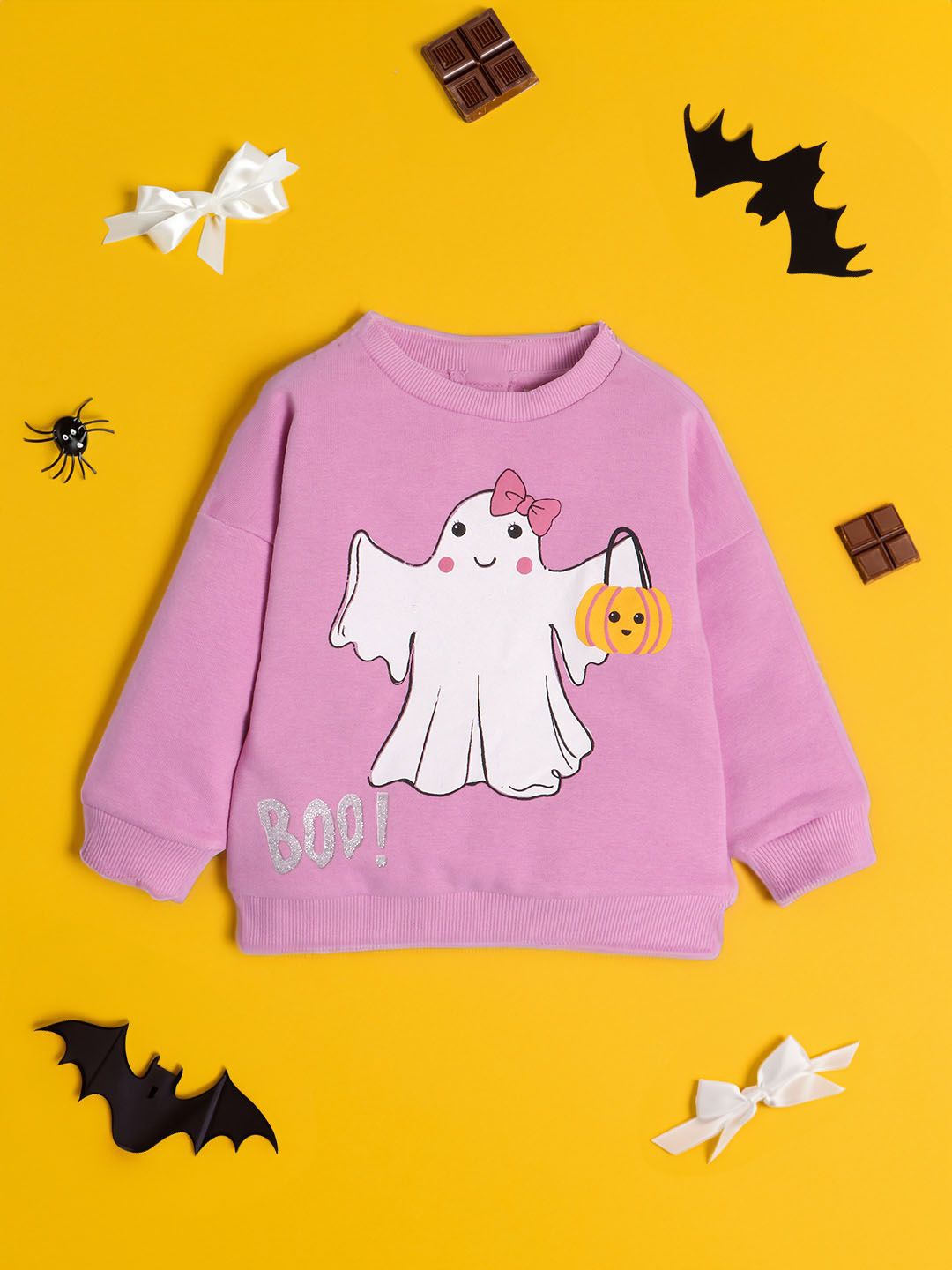 

Nauti Nati Girls Graphic Printed Round Neck Sweatshirt, Pink