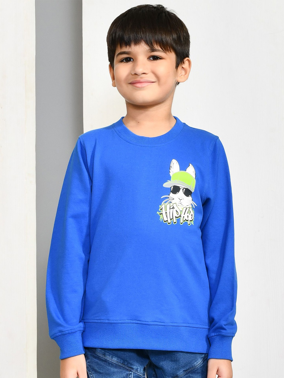 

YOUMAA Boys Printed Cotton Sweatshirt, Blue