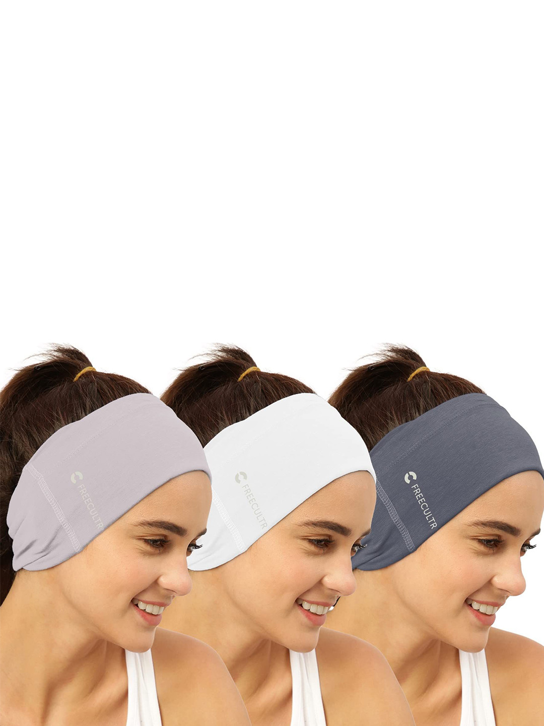 

FREECULTR Pack Of 3 Unisex Bandana Headband, Grey