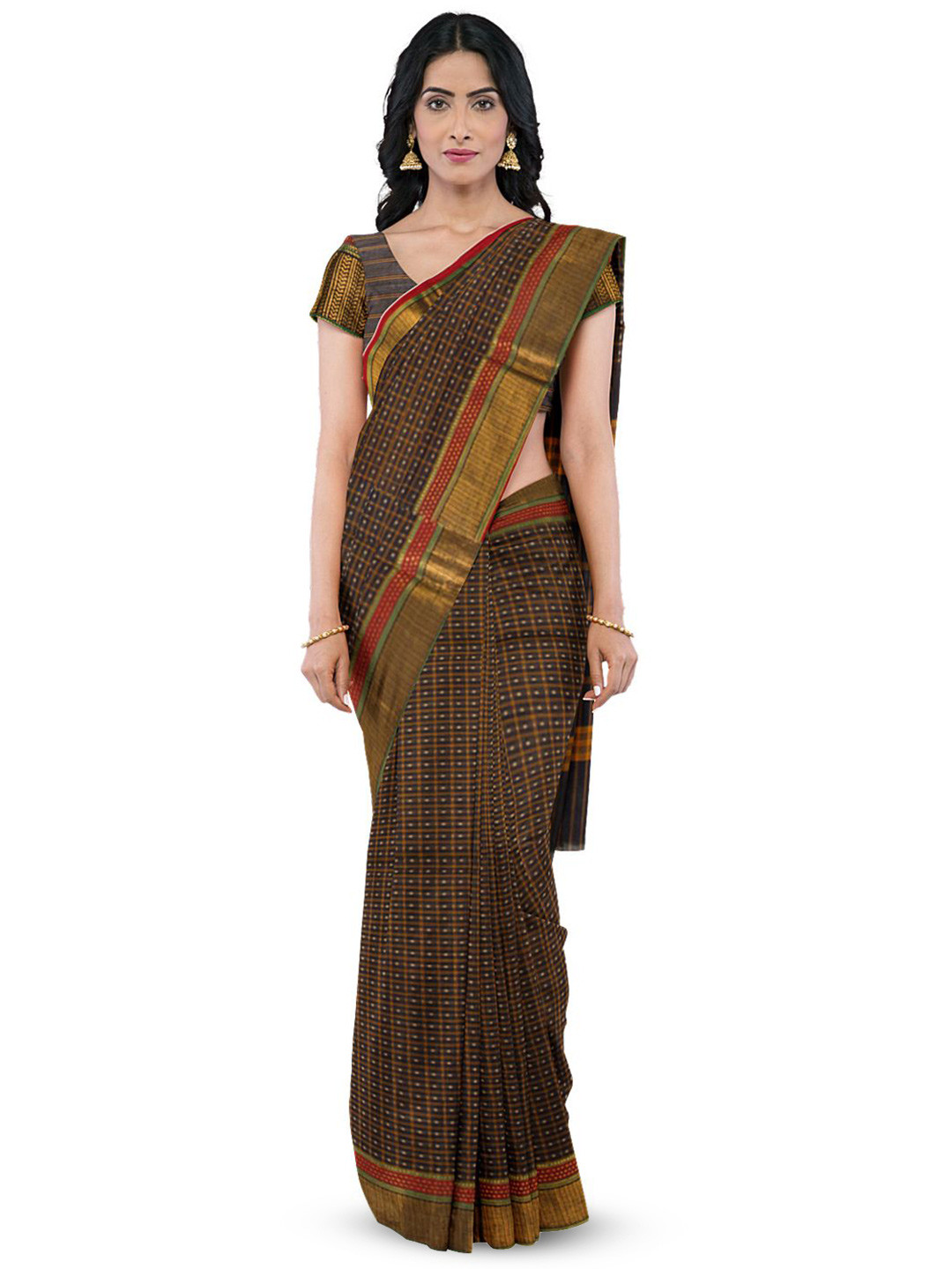 

Avishya Woven Design Zari Pure Cotton Kanjeevaram Saree, Black