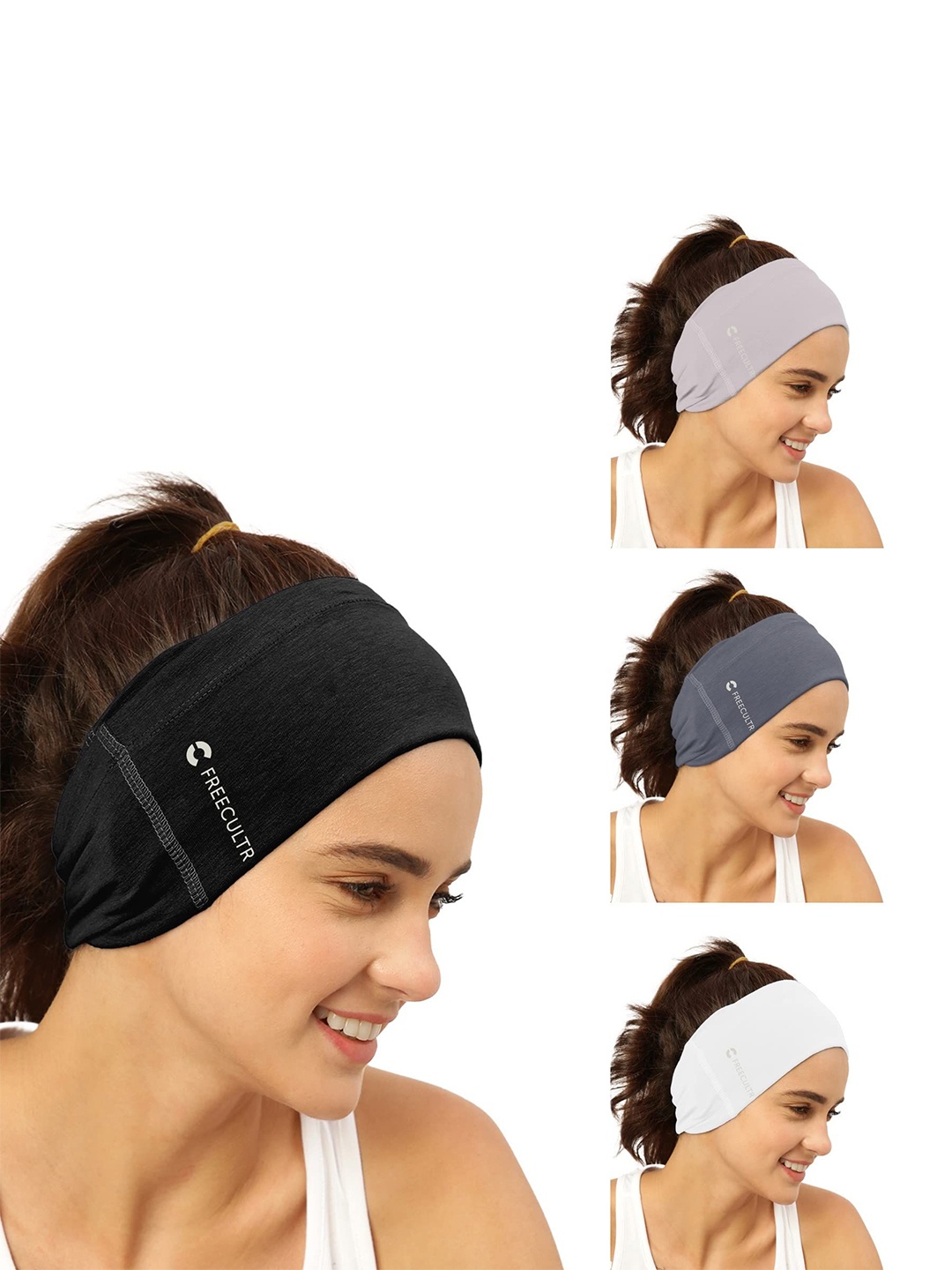 

FREECULTR Pack Of 4 Unisex Bandana Headband, White