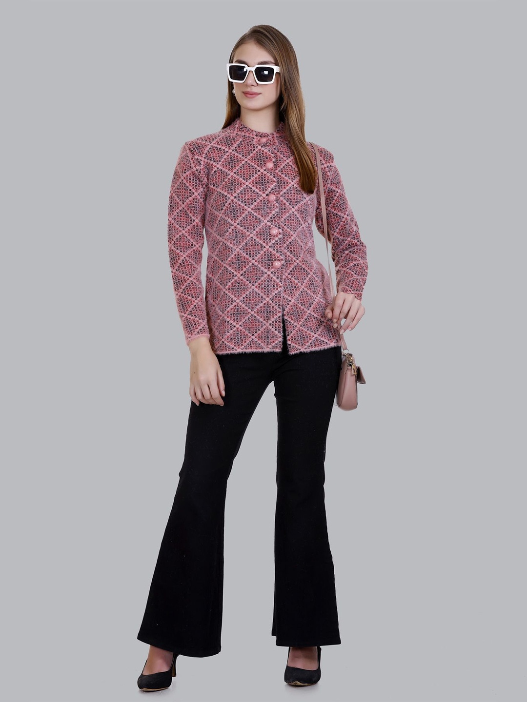 

SOSHAGUN OSWAL Women Round Neck Cardigan Sweaters, Orange