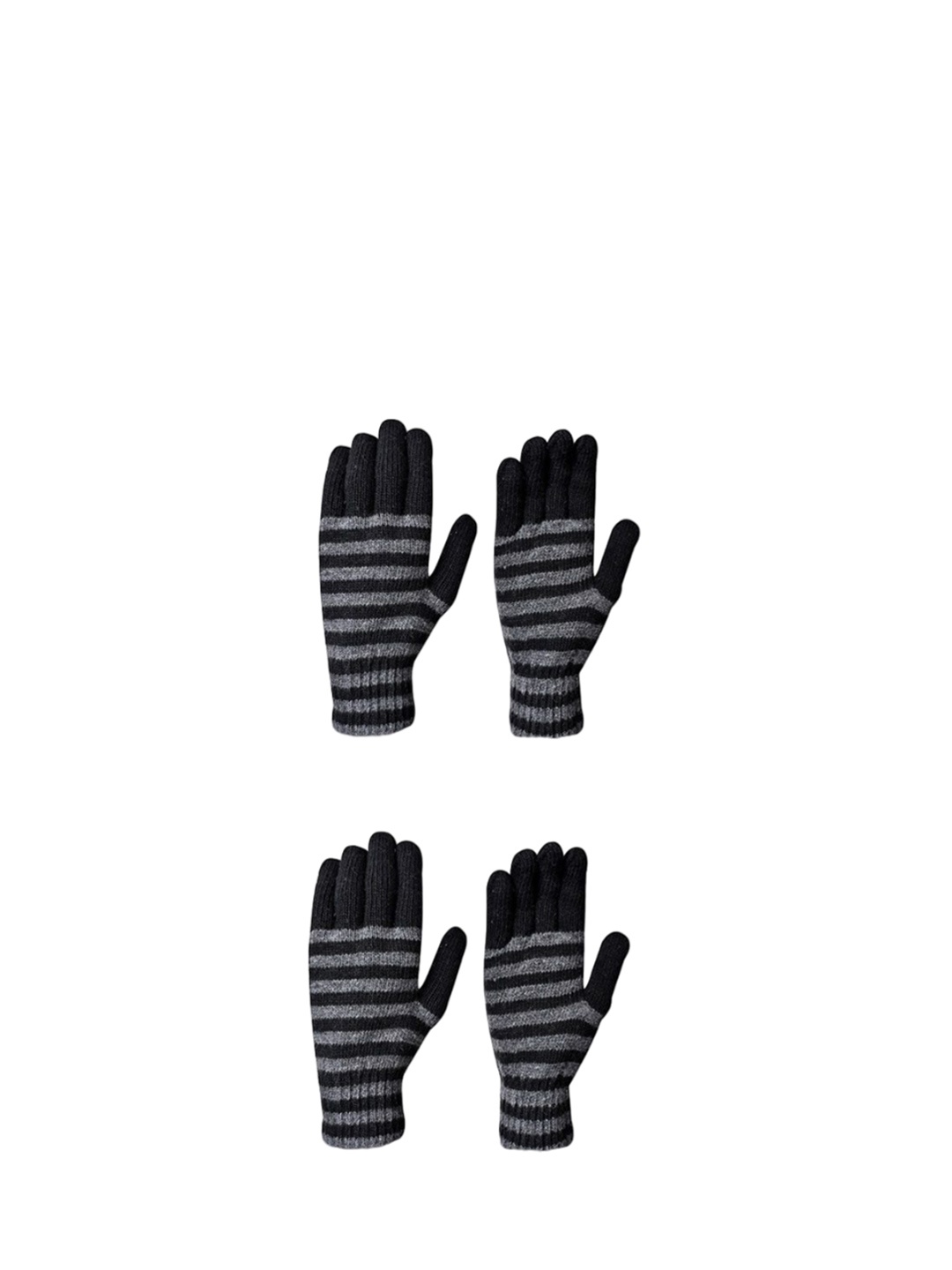 

LOOM LEGACY Men Striped Acrylic Winter Gloves, Black